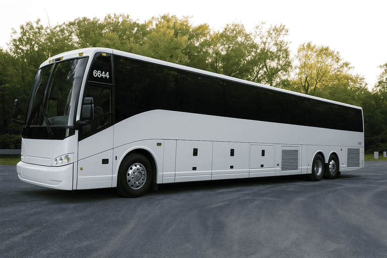 exterior of Charter Bus Rental Elgin coach bus